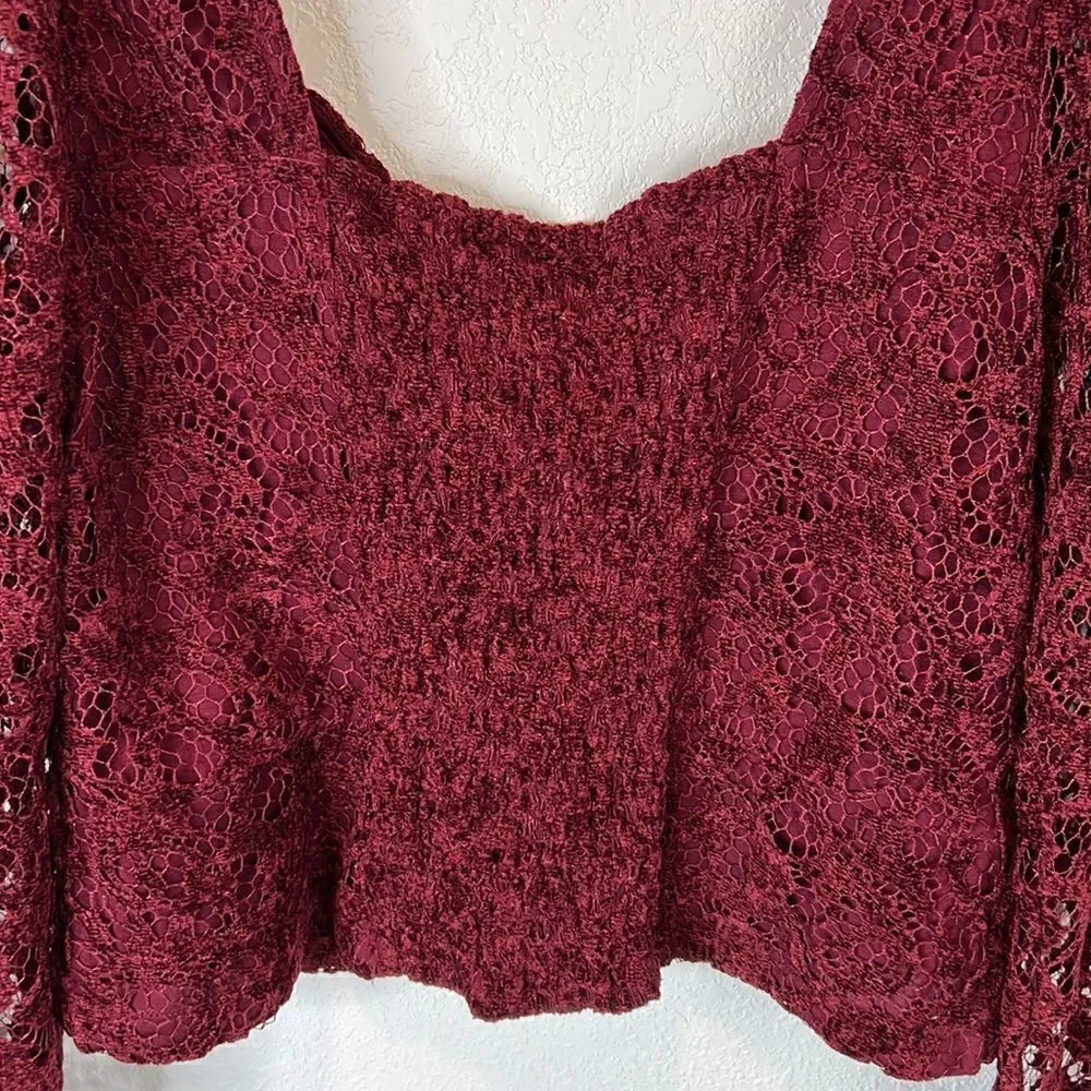 NWT Anthropologie Sweetheart Lace Top Medium Wine